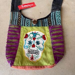 New Skull Head Hippie Bag Crossbody Purse ClothTote